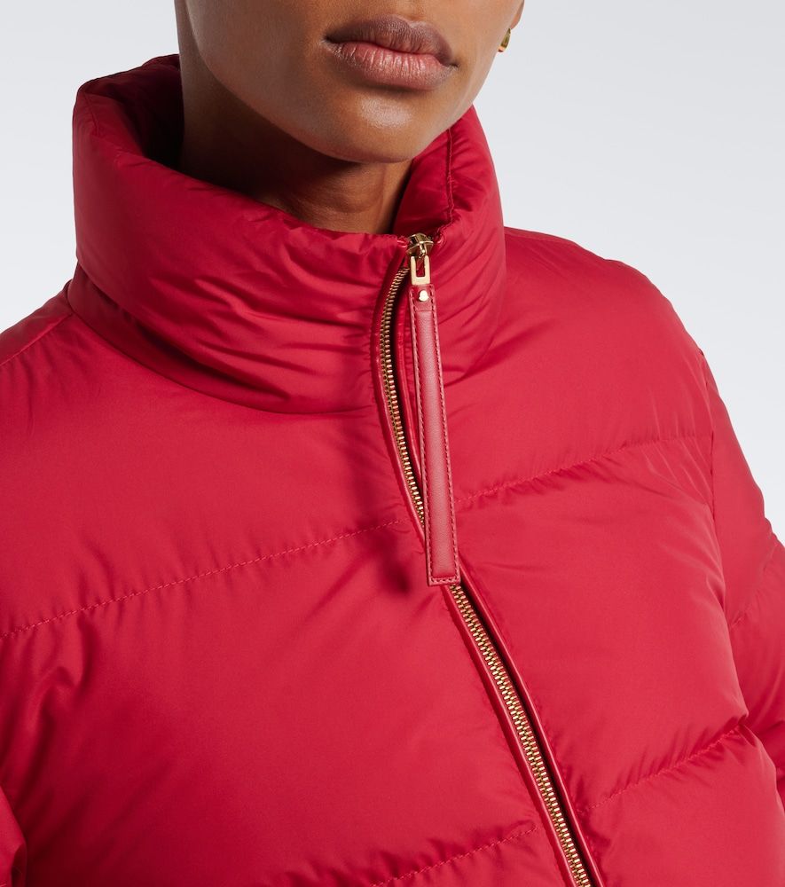 Moncler Leather-trimmed down jacket - Moncler - Modalova