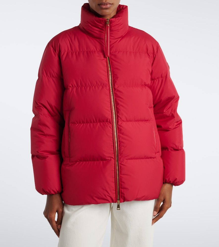 Moncler Leather-trimmed down jacket - Moncler - Modalova