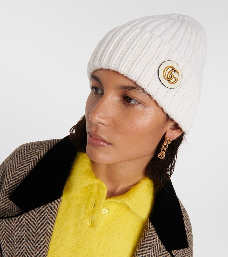 Wool and cashmere leather-trimmed beanie - Gucci - Modalova