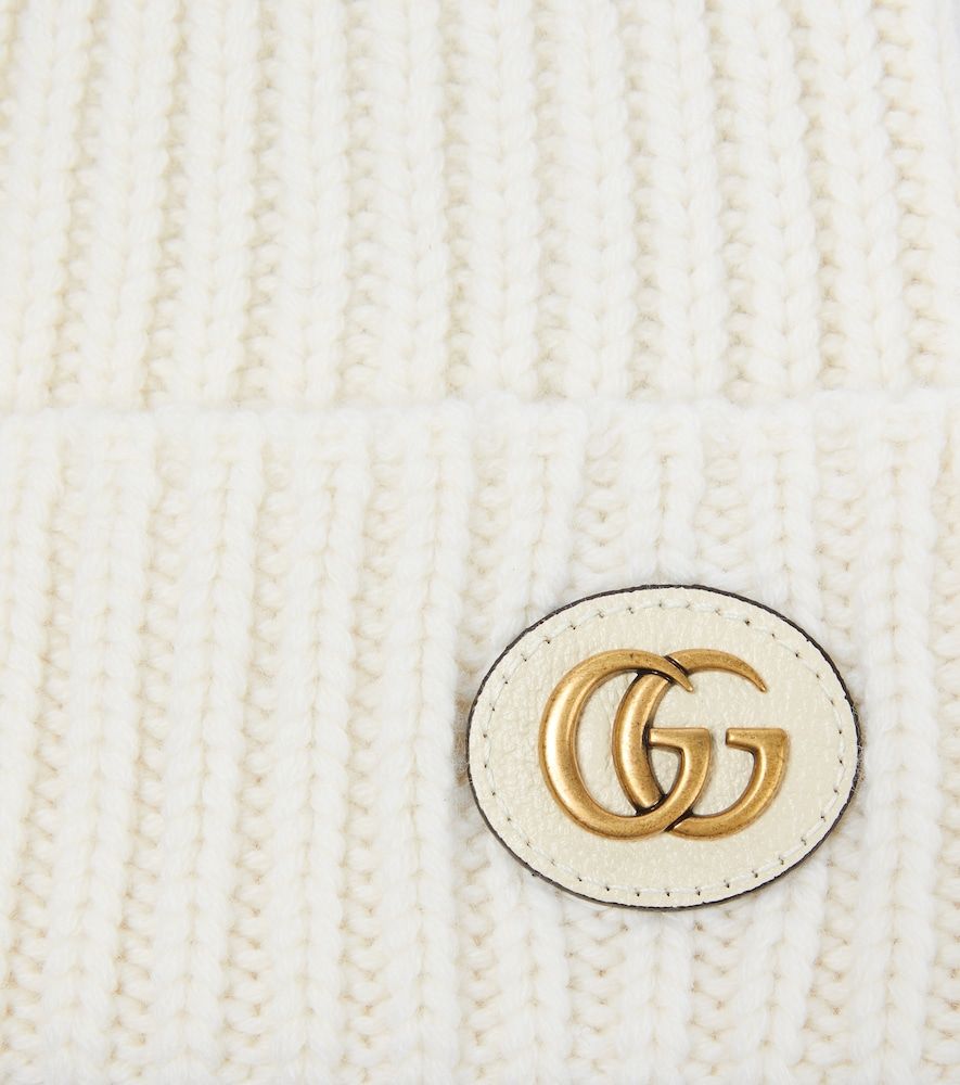 Wool and cashmere leather-trimmed beanie - Gucci - Modalova