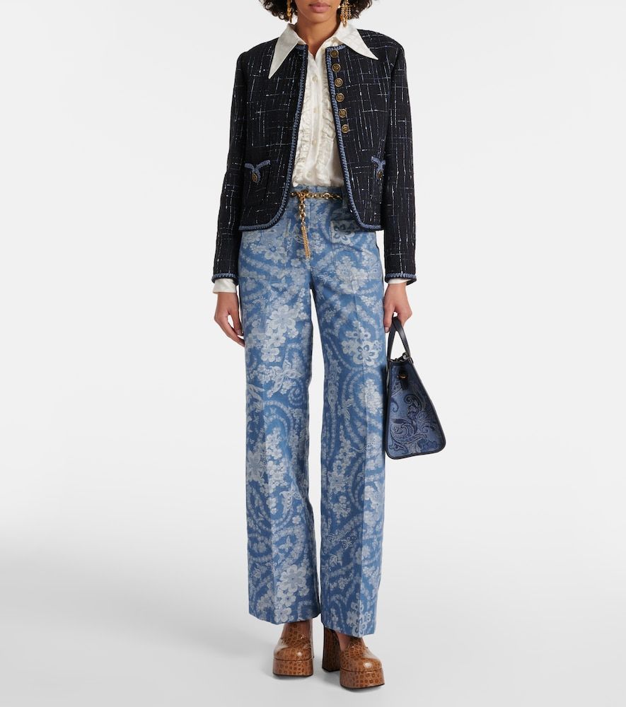 Pantalones anchos en mezcla de algodón y lino estampados - Etro - Modalova
