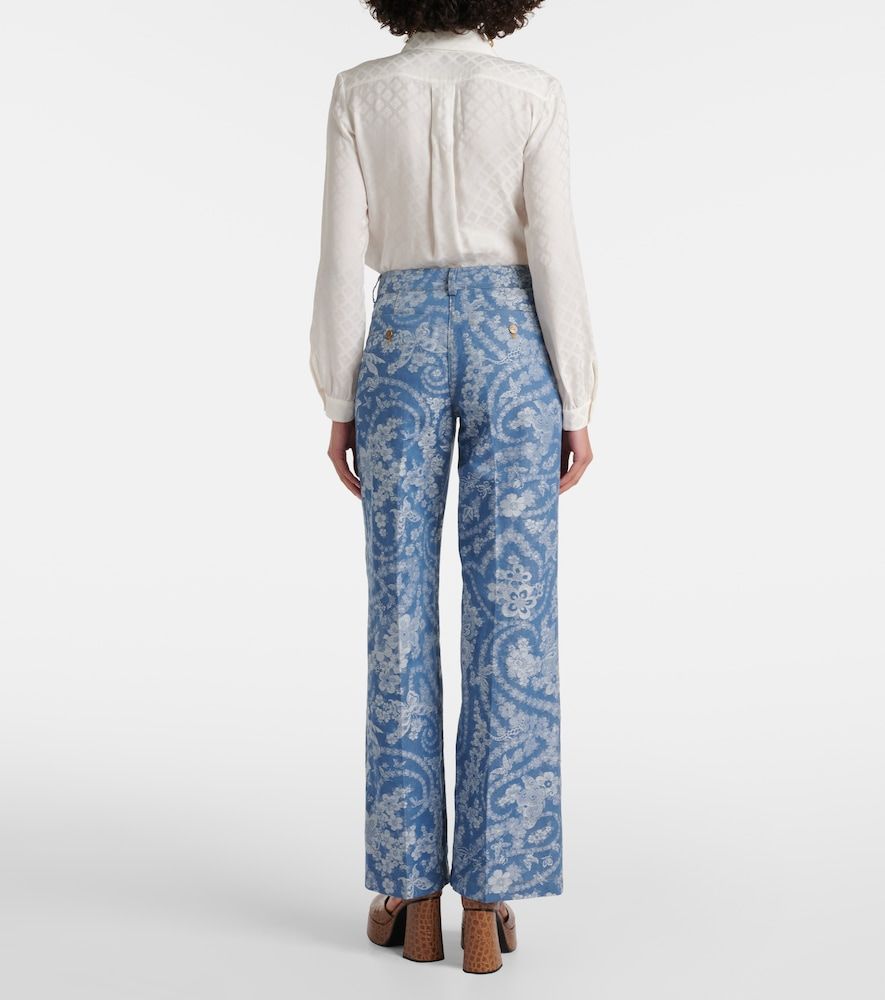 Pantalones anchos en mezcla de algodón y lino estampados - Etro - Modalova