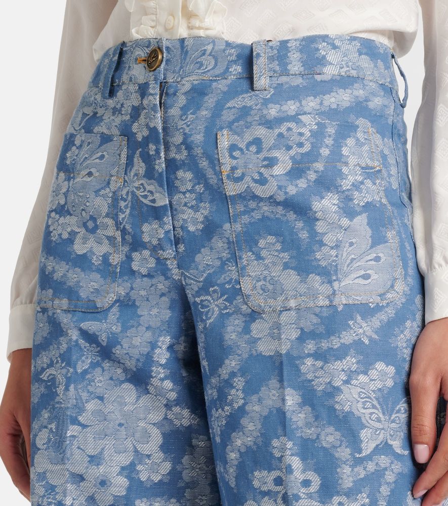 Pantalones anchos en mezcla de algodón y lino estampados - Etro - Modalova