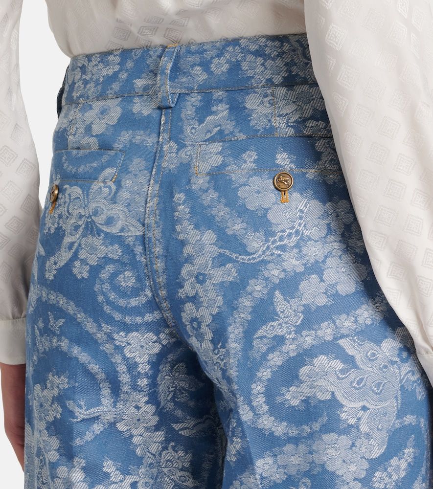 Pantalones anchos en mezcla de algodón y lino estampados - Etro - Modalova