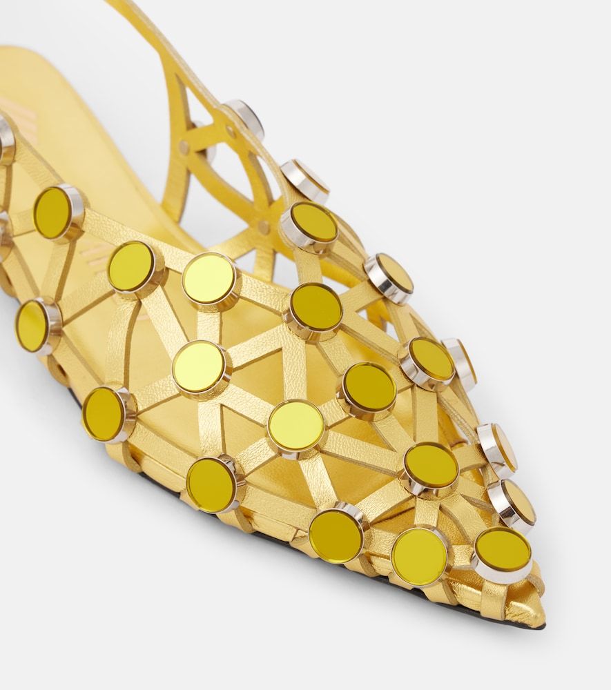 Slingback-Ballerinas Grid aus Metallic-Leder - The Attico - Modalova