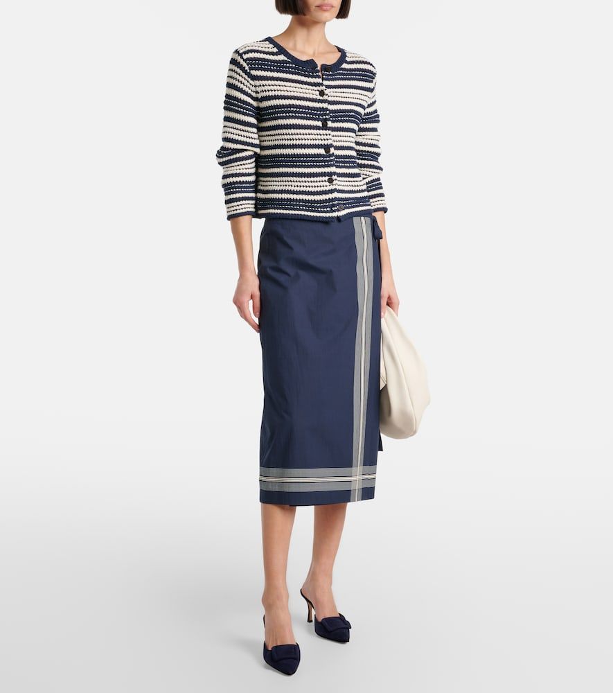 Cardigan in cotone a righe traforato - Vince - Modalova
