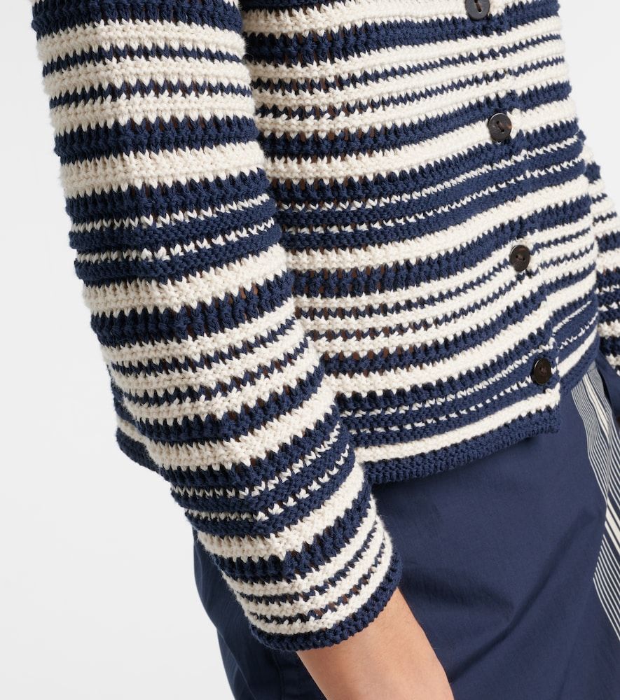 Cardigan in cotone a righe traforato - Vince - Modalova