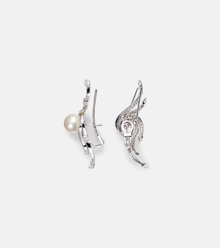Orecchini Pearlescent in oro bianco 18kt con diamanti e perle - Yeprem - Modalova