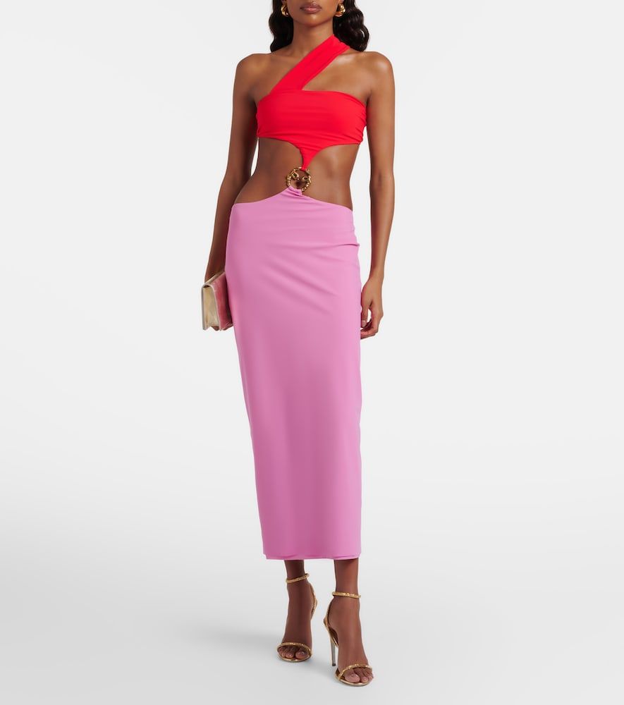 Cutout one-shoulder midi dress - Roberto Cavalli - Modalova