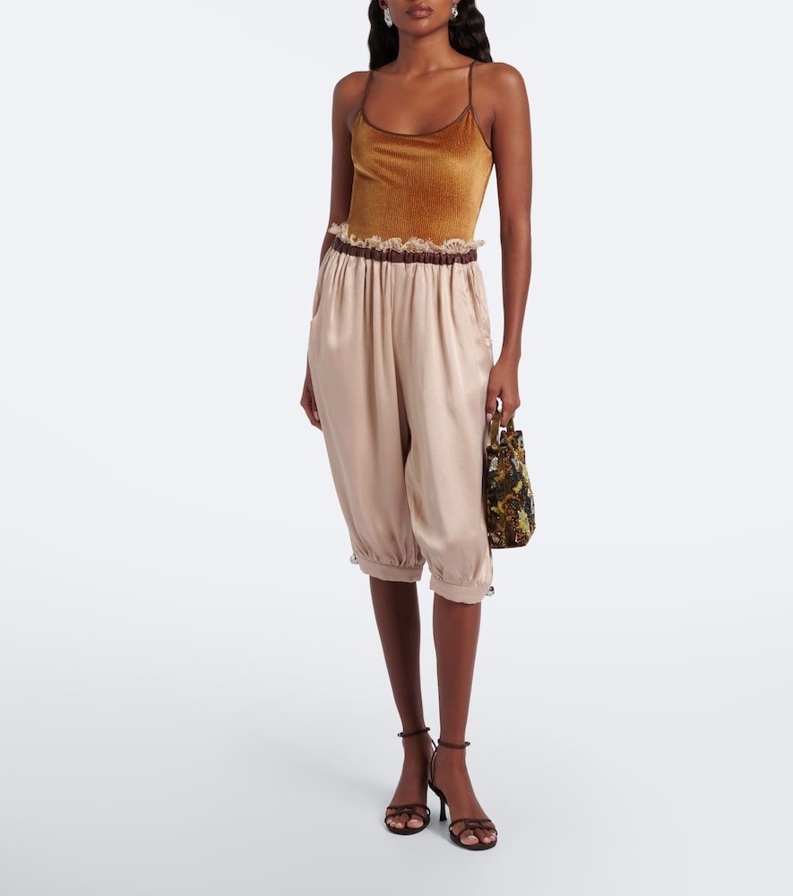 Leather-trimmed capri pants - Jacques Wei - Modalova