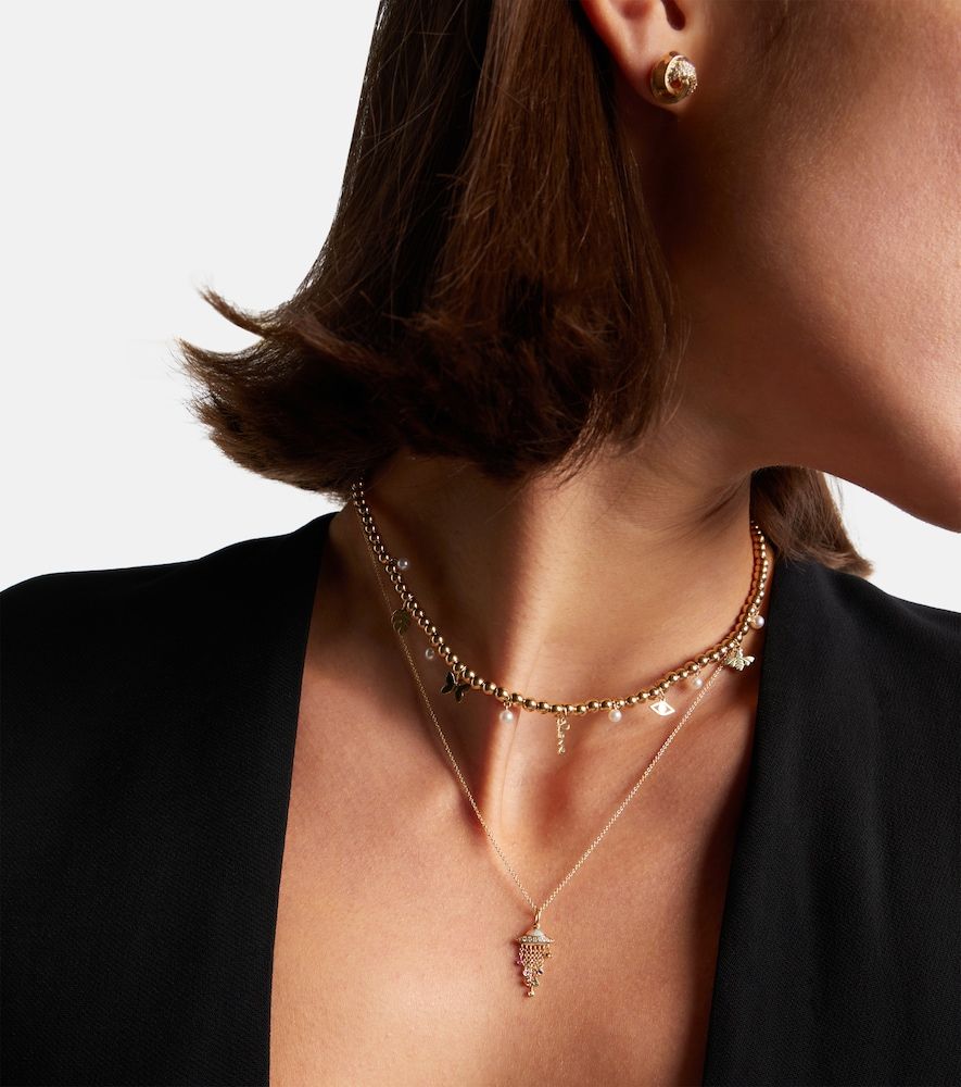 Collar con colgante UFO de oro de 14 ct con diamantes - Sydney Evan - Modalova