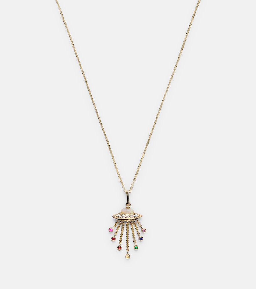 Collar con colgante UFO de oro de 14 ct con diamantes - Sydney Evan - Modalova