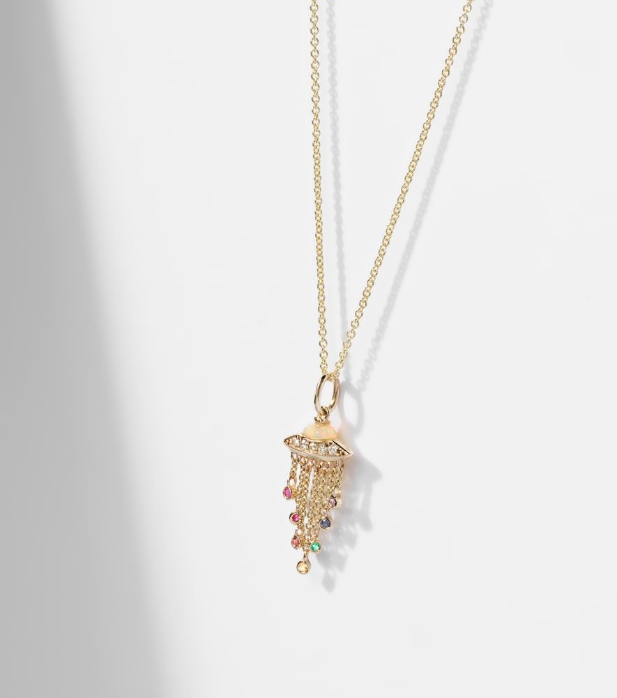 Collar con colgante UFO de oro de 14 ct con diamantes - Sydney Evan - Modalova