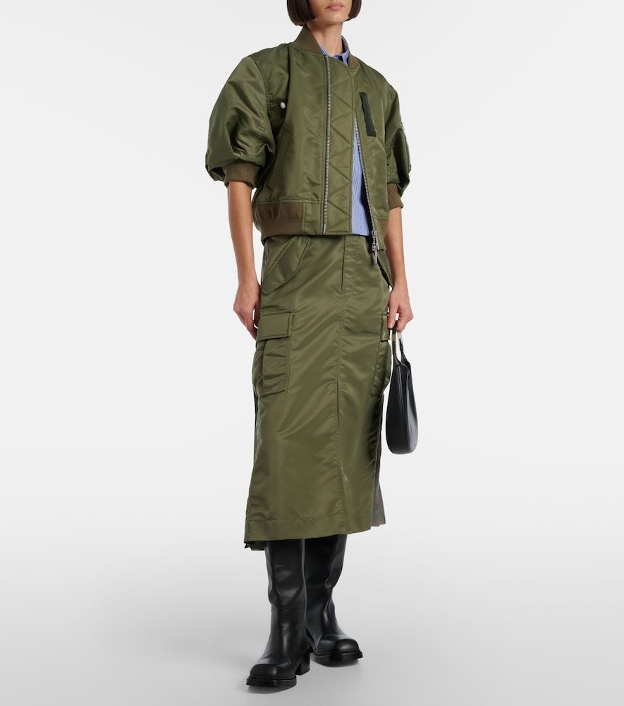 Falda midi cargo de lona plisada - Sacai - Modalova