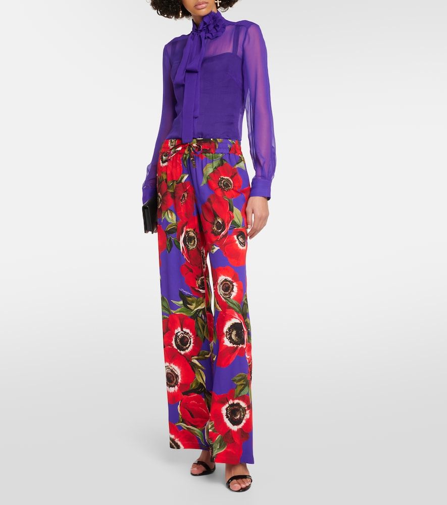 Tie-neck silk chiffon blouse - Dolce&Gabbana - Modalova