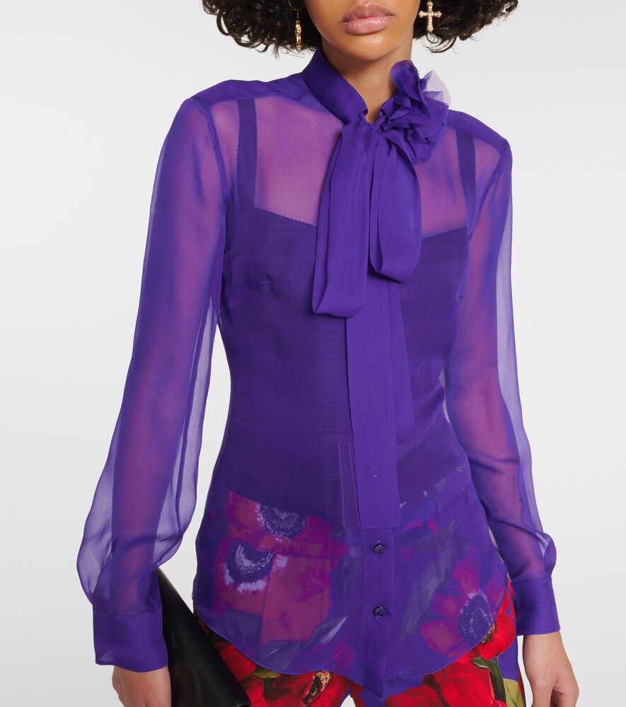 Tie-neck silk chiffon blouse - Dolce&Gabbana - Modalova