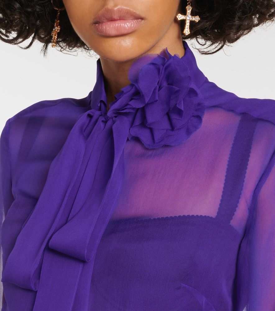 Tie-neck silk chiffon blouse - Dolce&Gabbana - Modalova