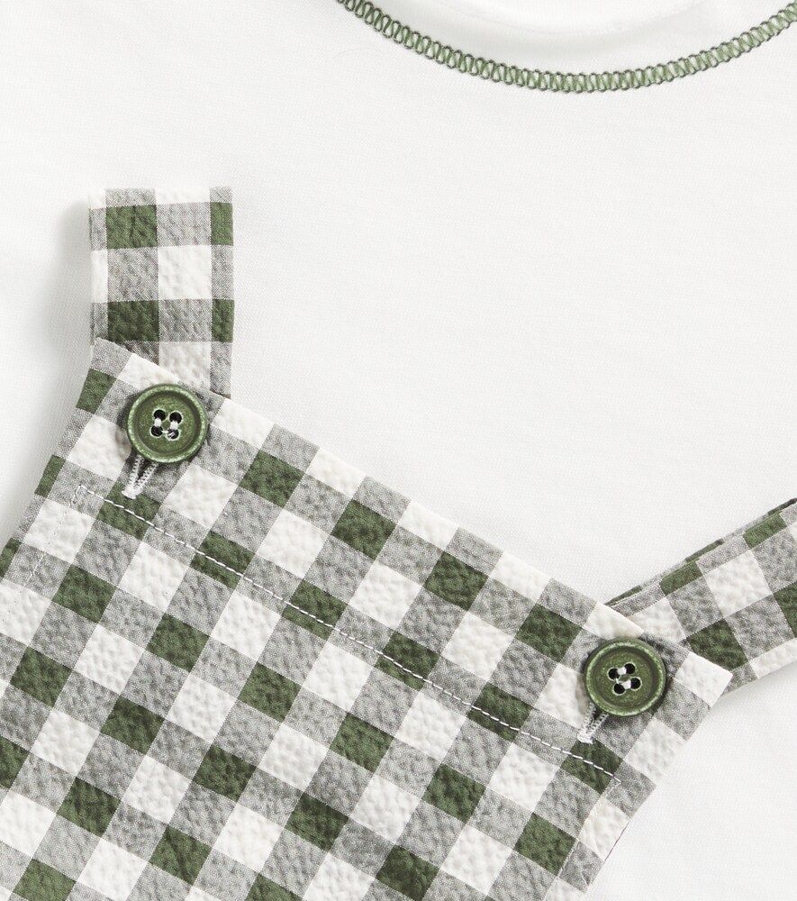 Bebé - set de camiseta y peto de cuadros - Il Gufo - Modalova