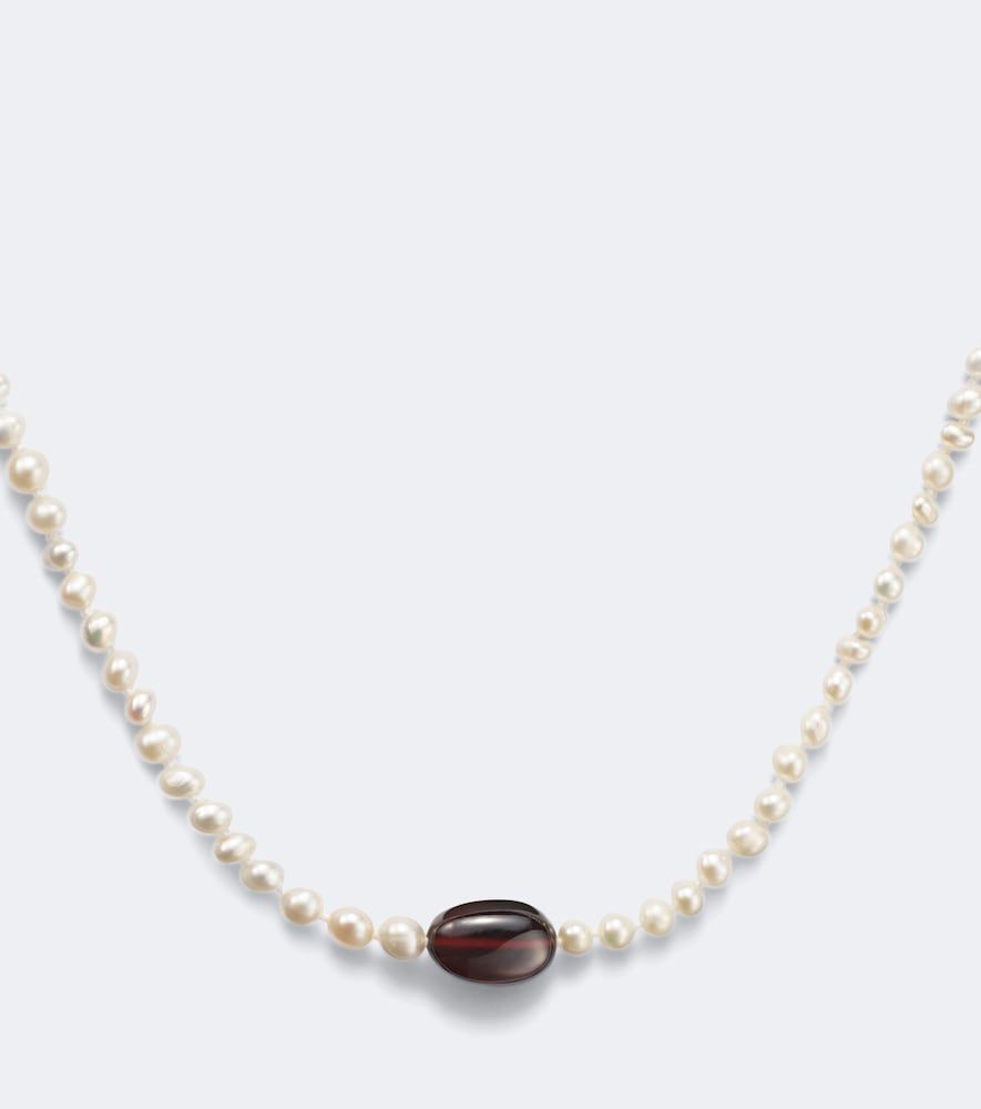 Collar de oro de 9 ct (375/1000) con perlas de agua dulce y hessonita - Ileana Makri - Modalova