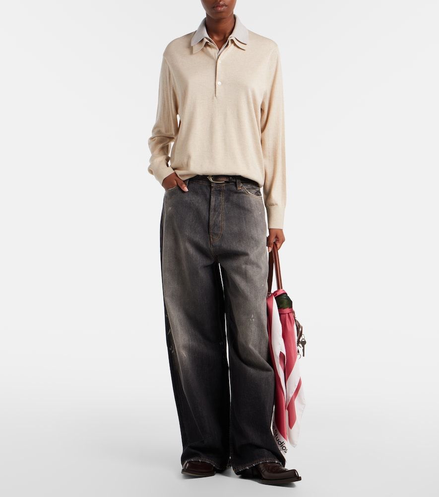 Silk, wool, and cashmere polo sweater - Acne Studios - Modalova