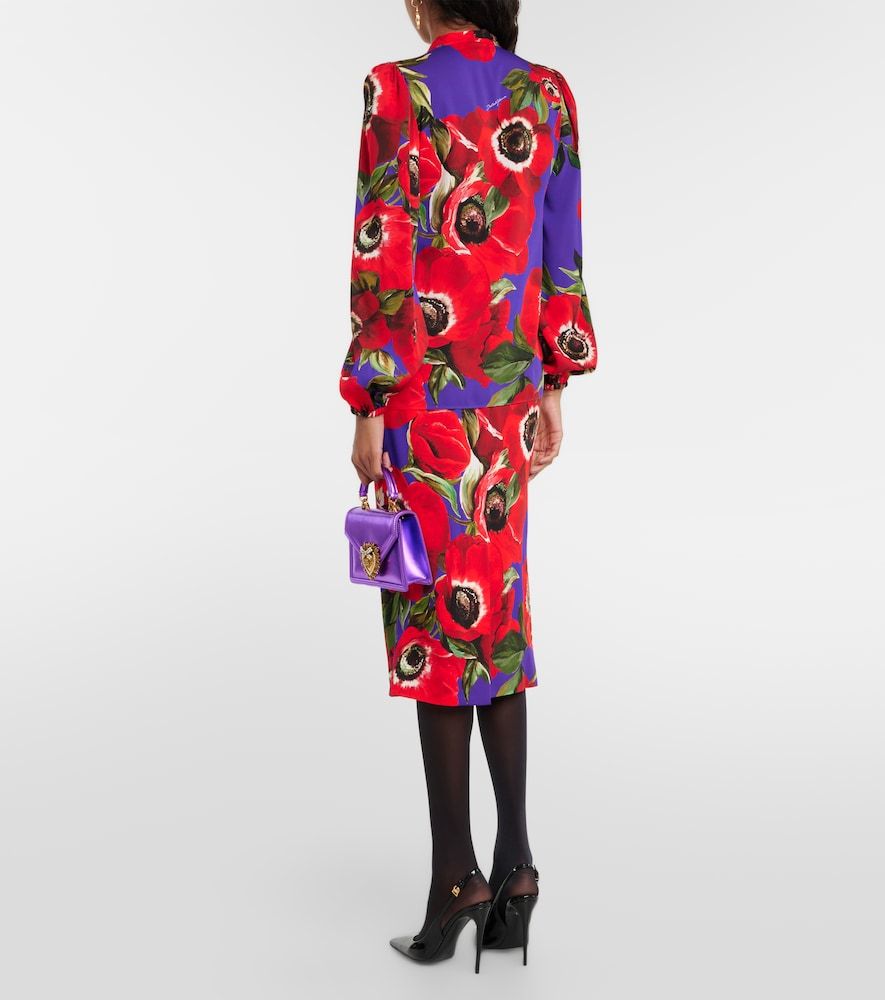 Tie-neck floral silk-blend blouse - Dolce&Gabbana - Modalova