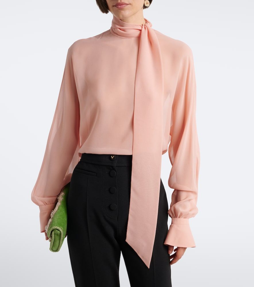 Tie-neck silk georgette blouse - Valentino - Modalova