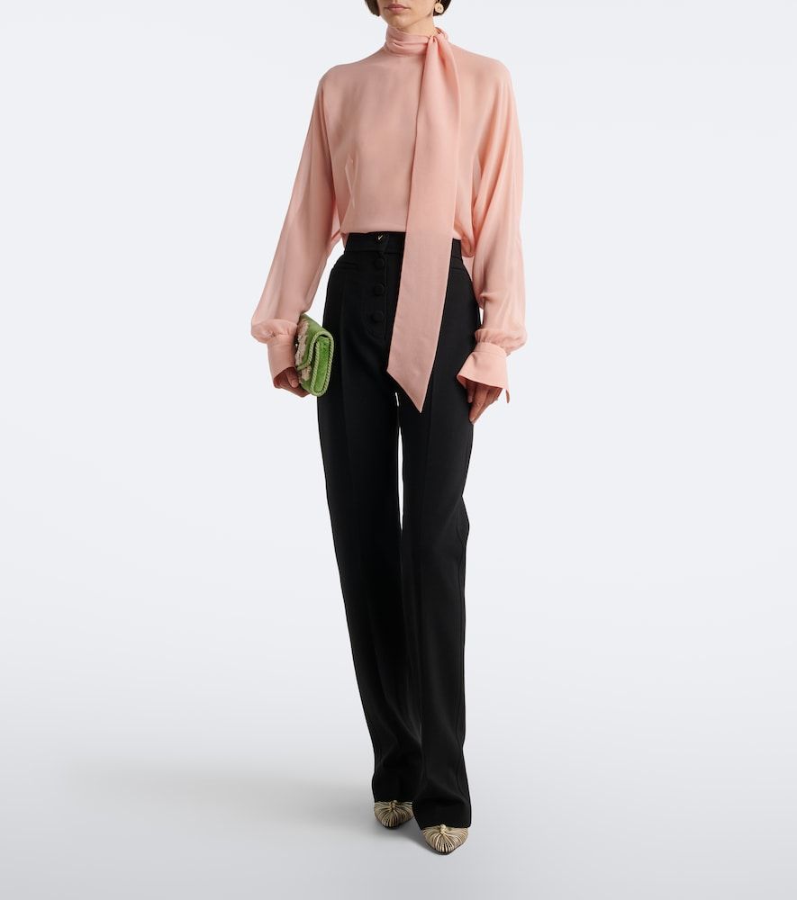 Tie-neck silk georgette blouse - Valentino - Modalova