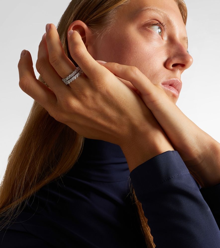 Icon Mini 18kt white gold tech ring jackets with diamonds - Suzanne Kalan - Modalova