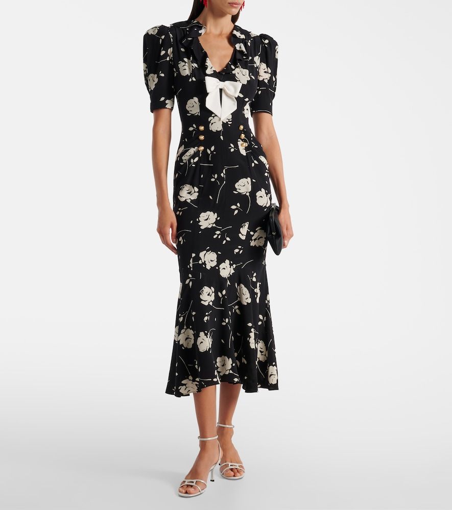 Floral printed silk midi dress - Alessandra Rich - Modalova