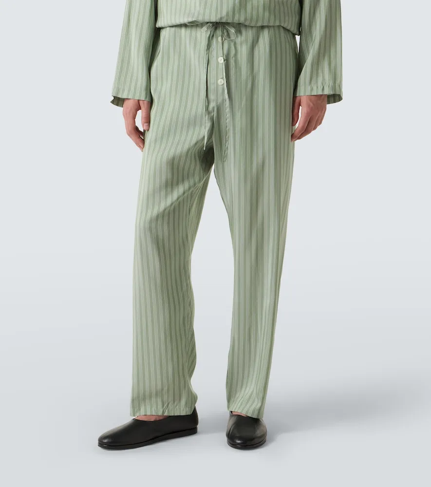 Pantalones rectos Sylvan de seda a rayas - Bode - Modalova