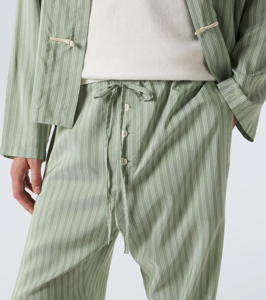 Pantalones rectos Sylvan de seda a rayas - Bode - Modalova