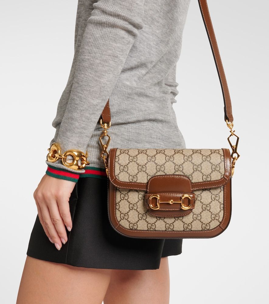 Horsebit 1955 Mini leather-trimmed shoulder bag - Gucci - Modalova