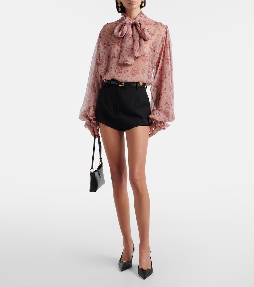 Floral tie-neck silk blouse - Dolce&Gabbana - Modalova