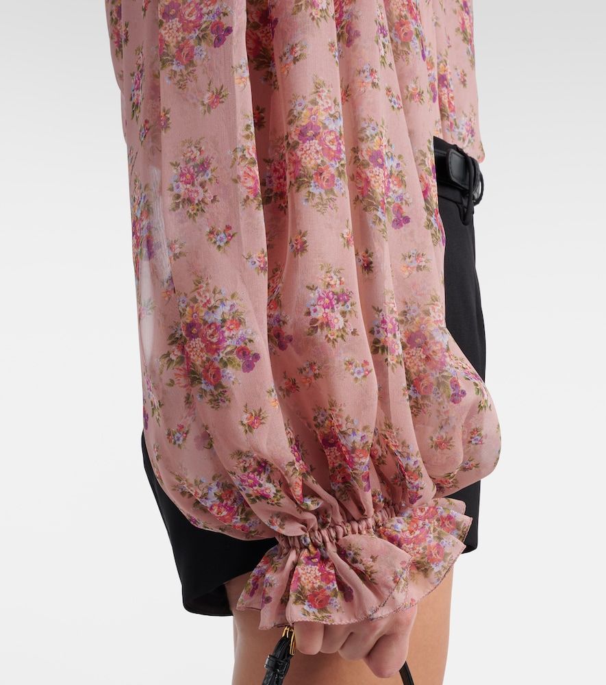 Floral tie-neck silk blouse - Dolce&Gabbana - Modalova
