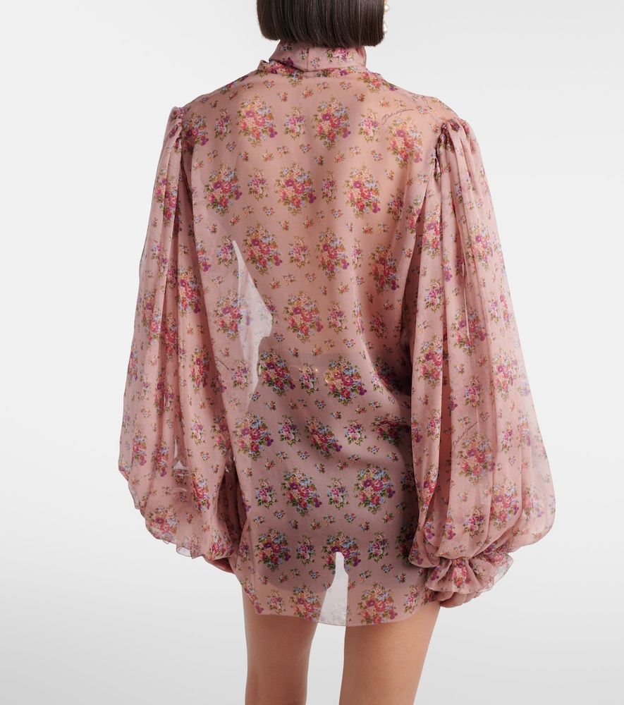 Floral tie-neck silk blouse - Dolce&Gabbana - Modalova