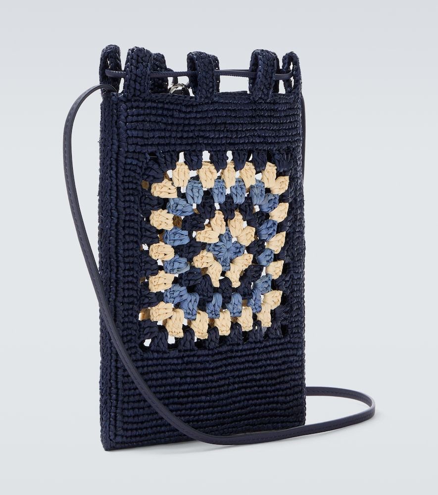 Pouch Paula's Ibiza de croché y rafia con piel - Loewe - Modalova