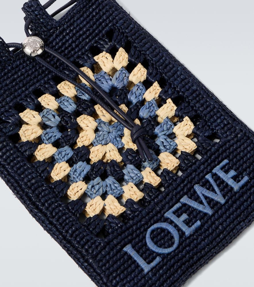 Pouch Paula's Ibiza de croché y rafia con piel - Loewe - Modalova