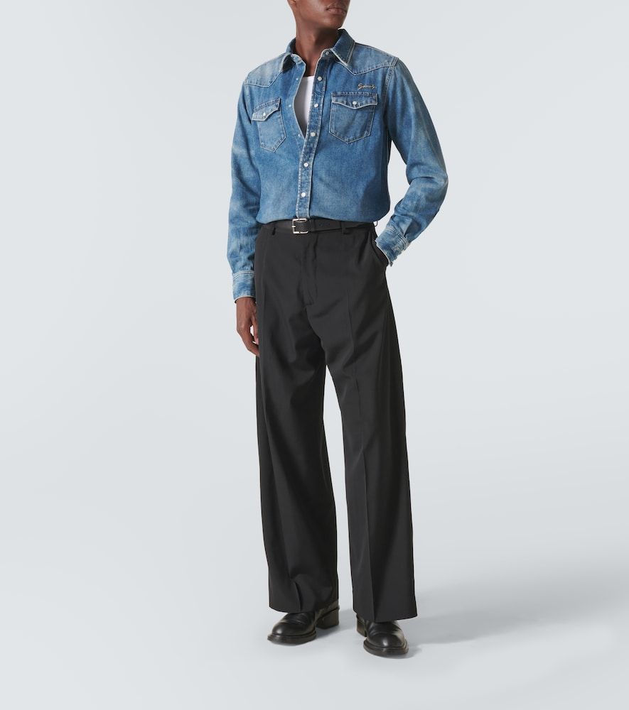 Logo embroidered denim shirt - Givenchy - Modalova