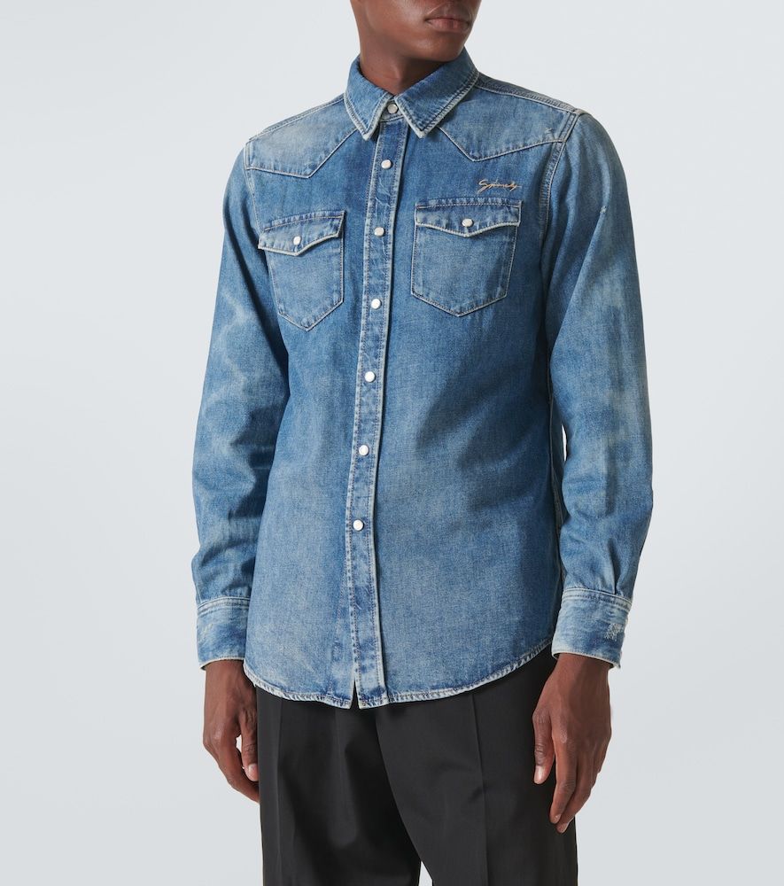 Logo embroidered denim shirt - Givenchy - Modalova