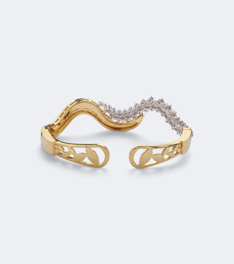 Golden Strada 18kt cuff bracelet with diamonds - Yeprem - Modalova