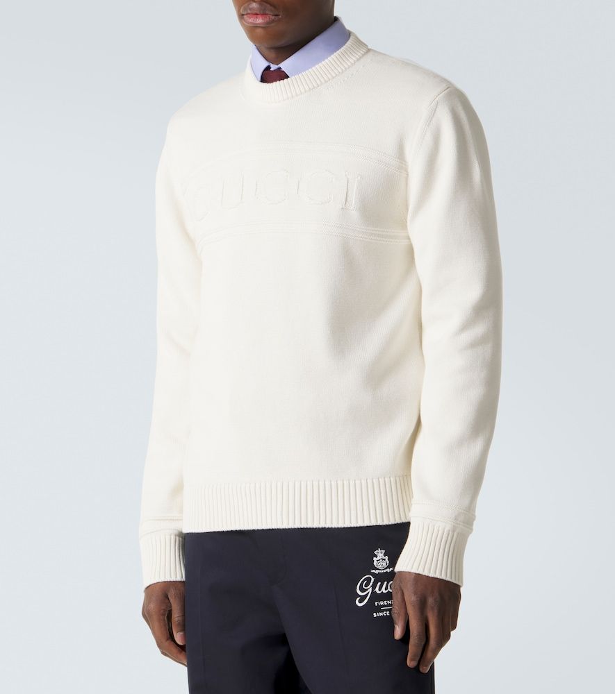 Pullover in cotone e lana con logo - Gucci - Modalova