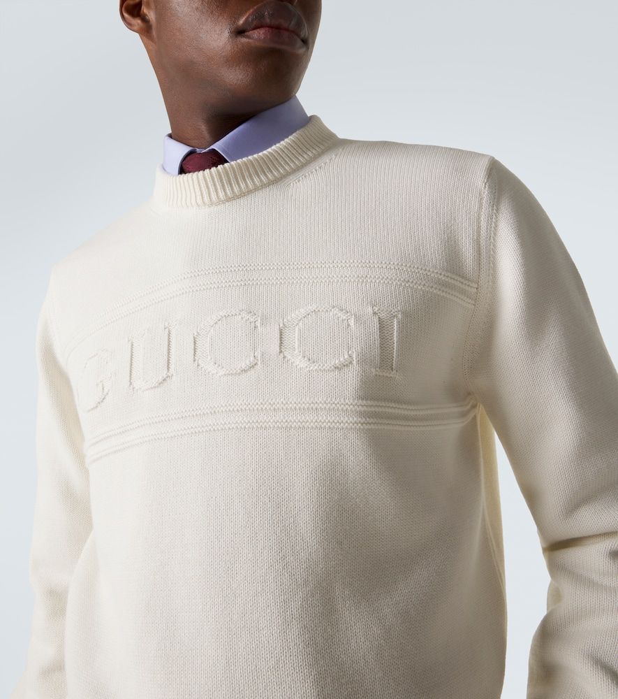 Pullover in cotone e lana con logo - Gucci - Modalova