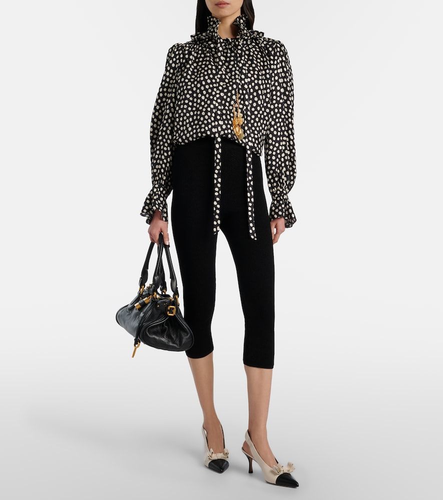 Polka-dot tie-neck silk blouse - Chloe - Modalova