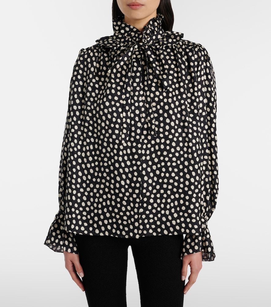 Polka-dot tie-neck silk blouse - Chloe - Modalova