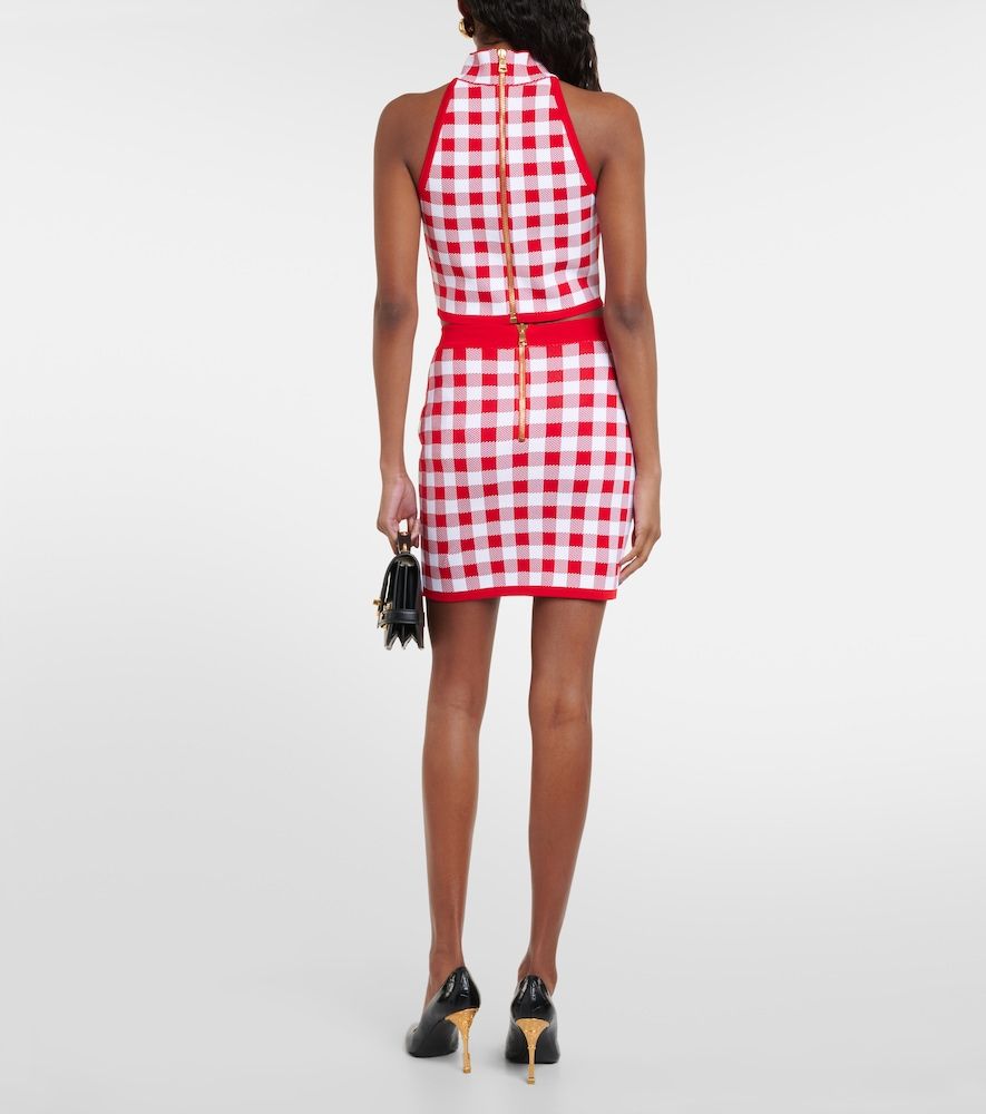 Gonna corta in maglia a quadri - Balmain - Modalova