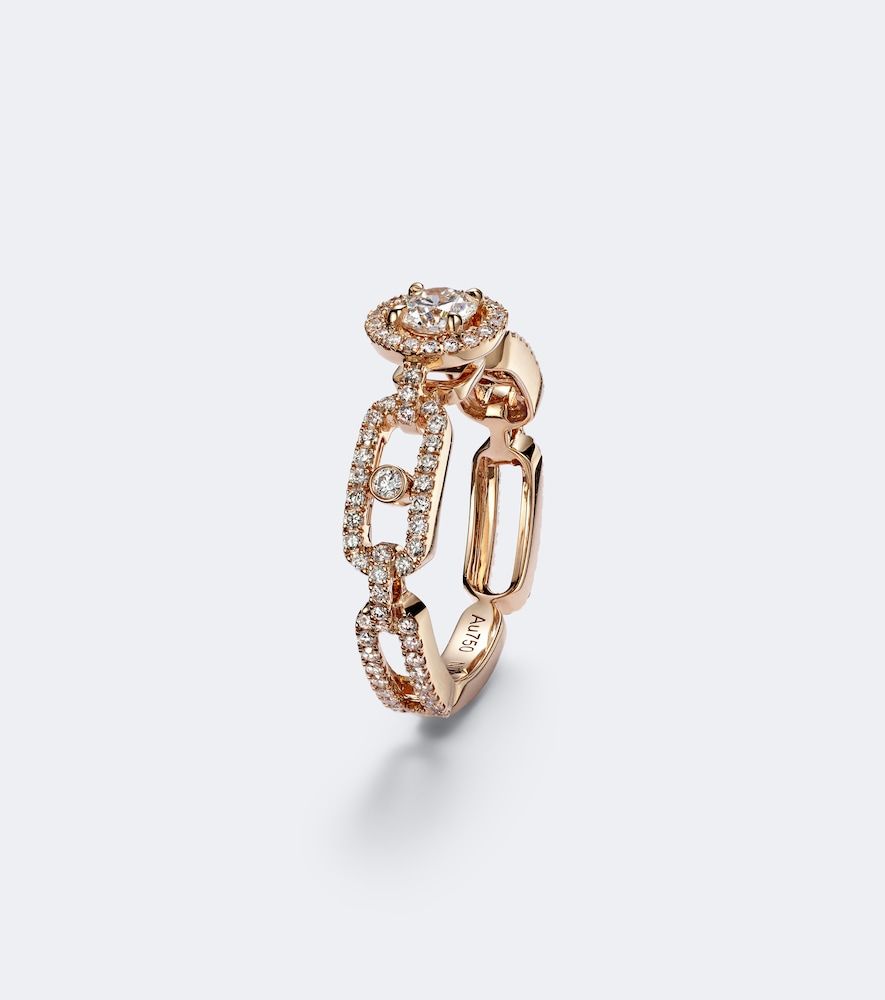 Anillo Move Link Small de oro rosa de 18 ct con diamantes - Messika - Modalova