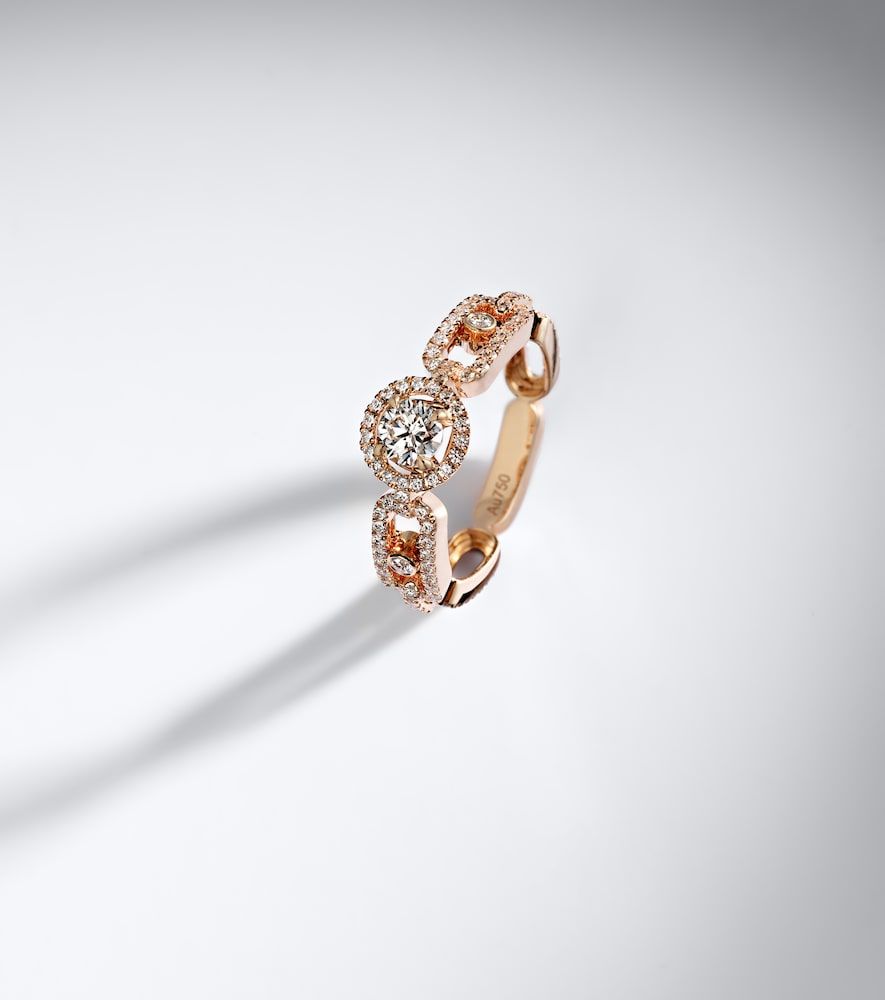 Anello Move Link Small in rosa 18kt con diamanti - Messika - Modalova