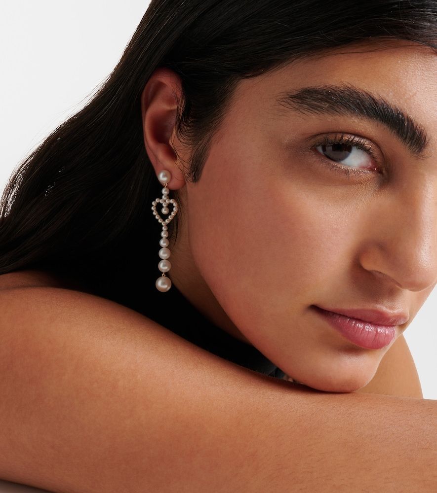 Pendientes Pearl Heart de oro de 14 ct con perlas de agua dulce - Sophie Bille Brahe - Modalova