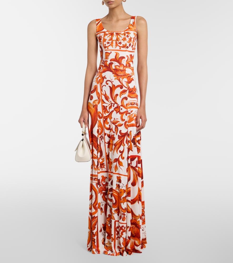 Vestido largo Majolica de organza - Dolce&Gabbana - Modalova