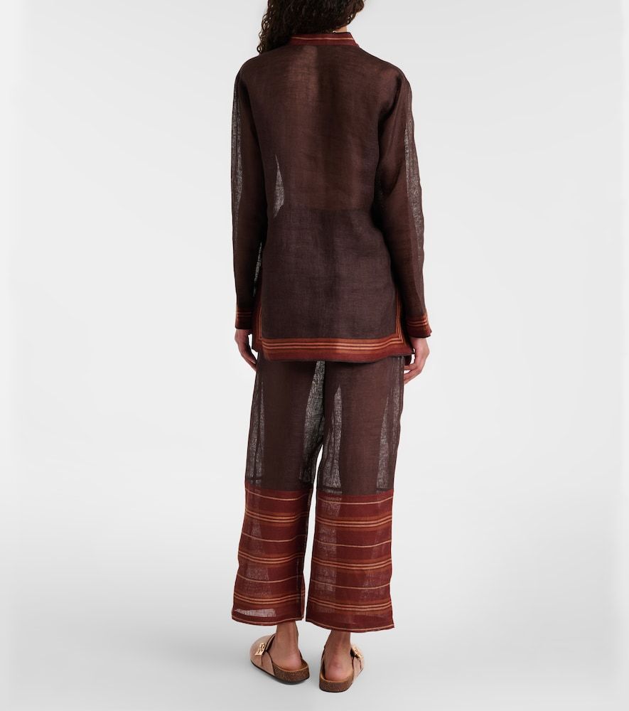 Pantalones cropped de lino a rayas - Tory Burch - Modalova